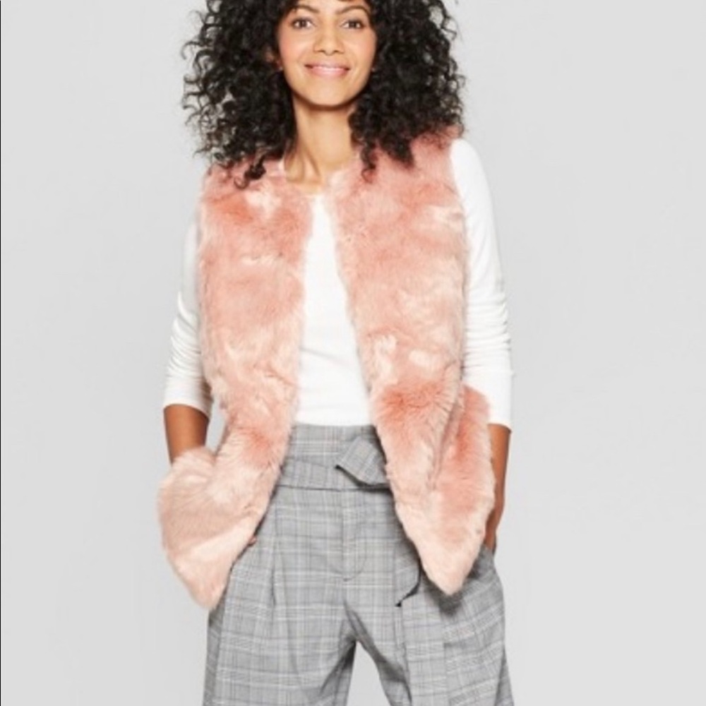 NWT A New Day Faux Fur Pink Vest - Small